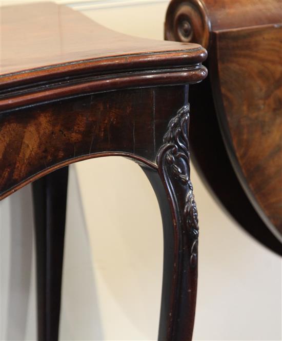 A fine pair of George III French Hepplewhite mahogany card tables, W.3ft 1in. D.1ft 6in. H.2ft 4.5in.